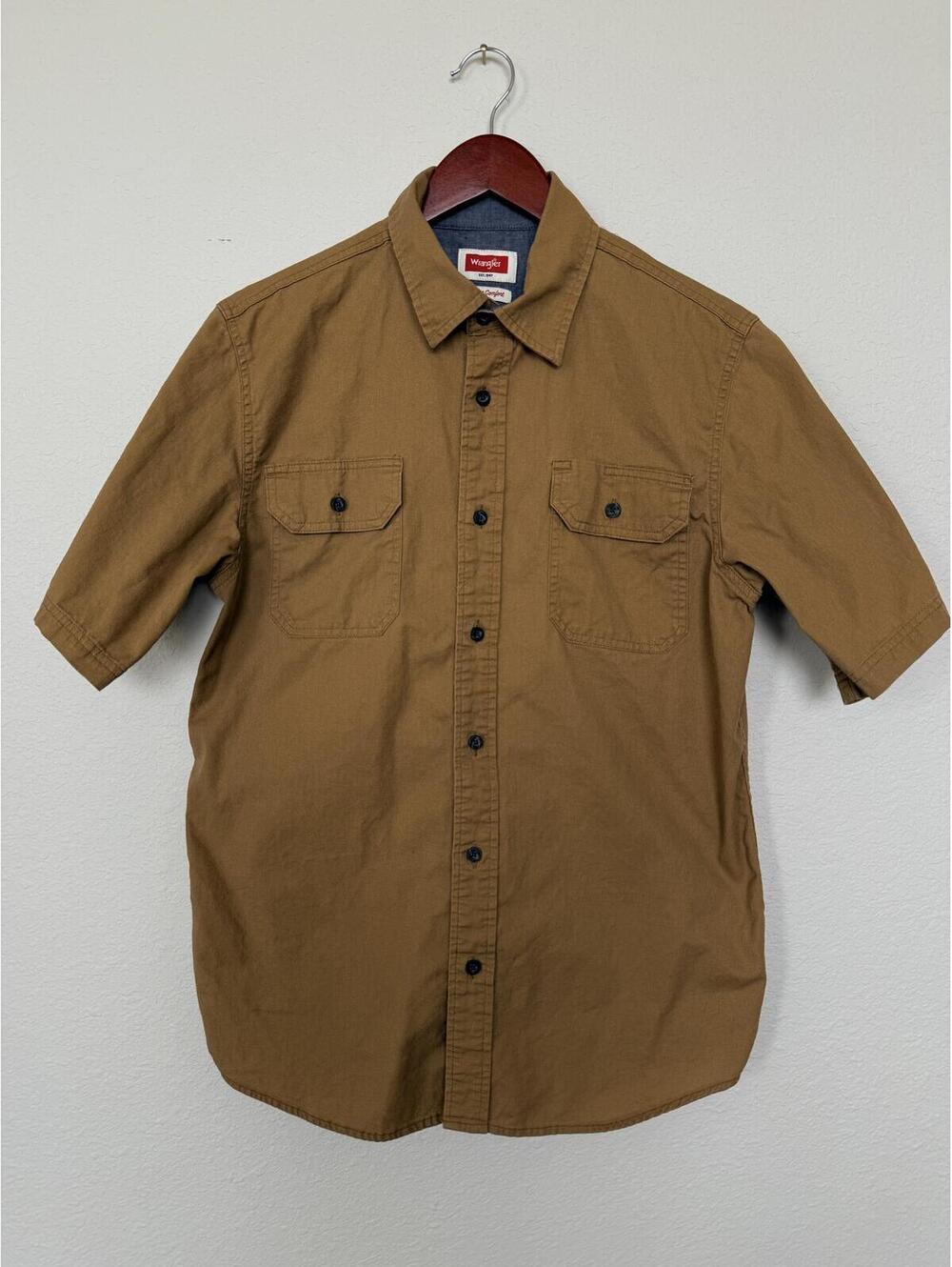 Wrangler Men’s Small Brown Flex Short Sleeve Button Down Shirt